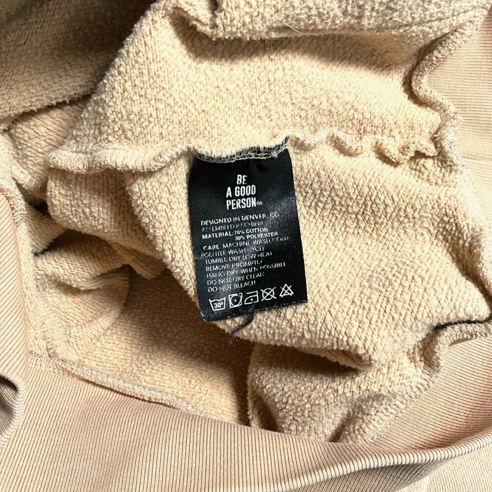 Be A Good Person BAGP Hoodie Sweatshirt Beige *FLAW* Size Medium M Unisex - Picture 8 of 8